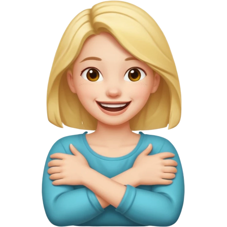 girl with arms crossed on her neck laughing  emoji