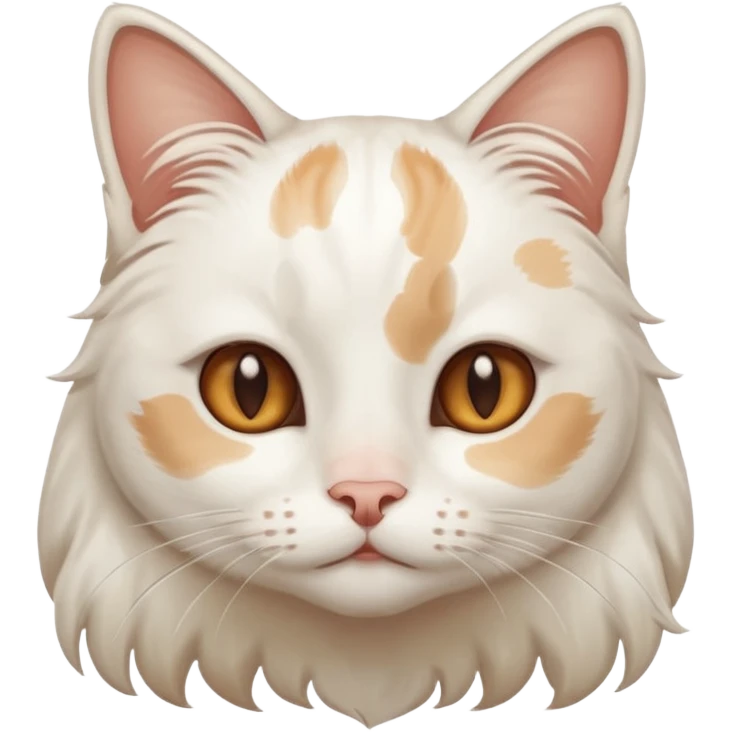 gato blanco con manchitas marrones y pelo largo con ojos de enamorado emoji