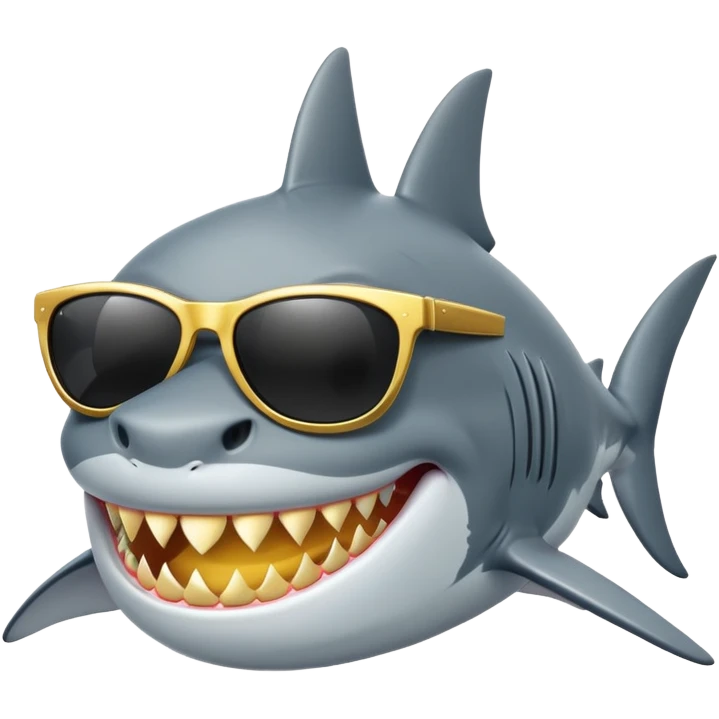 cool shark with golden teeth and black sunglasses emoji