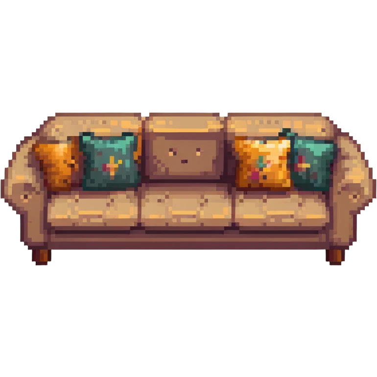 cozy sofa with soft cushions in warm colors emoji