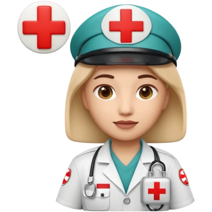 Apple Memoji-style 3D emoji of a paramedic with a red cross badge and medical kit, rounded shapes, soft shading, no background.
 emoji