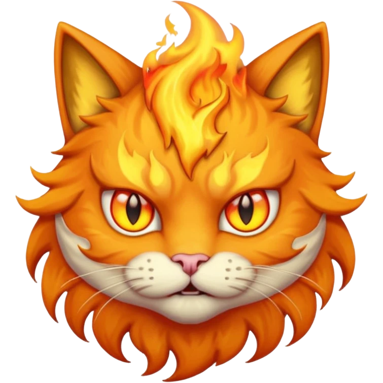 furious cat with flames emoji