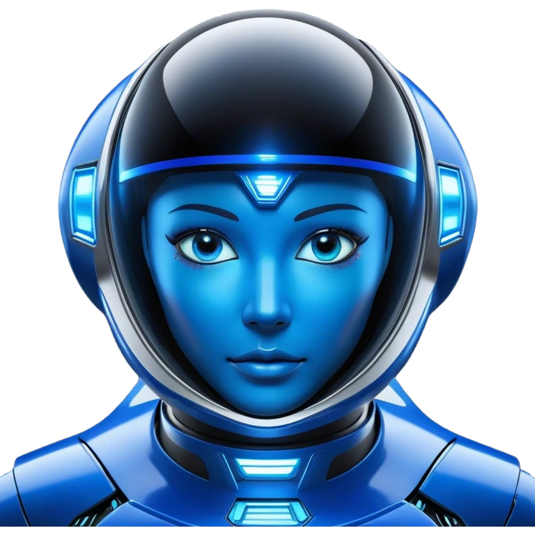 Create a highly detailed and futuristic spaceship centered in the frame, with a realistic and advanced technological design. The ship should have a sleek, aerodynamic structure with shiny metallic surfaces, glowing blue or neon accents, and intricate mechanical details. Focus on the front of the ship, where a clear 'face' or 'expression' is visible—design it with a visor-like feature, glowing 'eyes,' and a subtle 'mouth' or smile-like shape to give it a friendly or sentient appearance. The face should be the focal point, making it obvious that the ship has personality or its own consciousness. Add organic, flowing curves to the design to suggest life and movement. Place the spaceship in the center of the scene, with a starry space background and a distant planet or nebula to add depth. The lighting should highlight the ship's face and details, creating a sense of realism and personality emoji