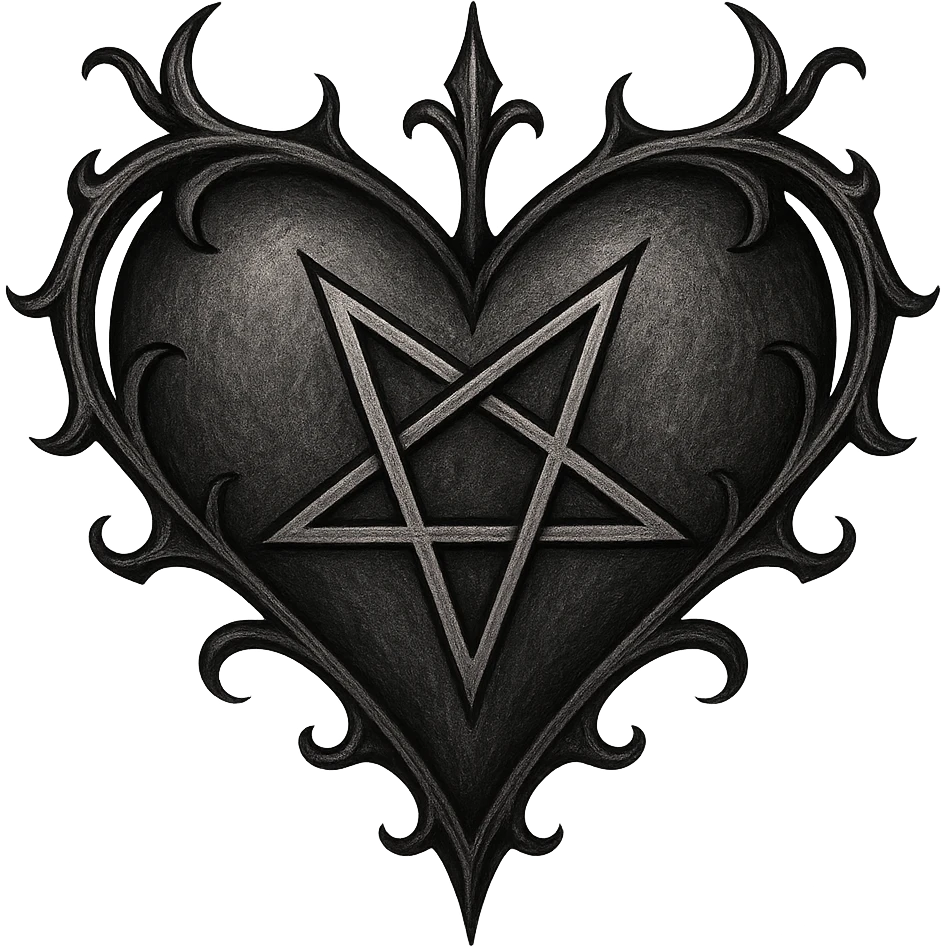 gothic heart with a pentagram, remove background emoji