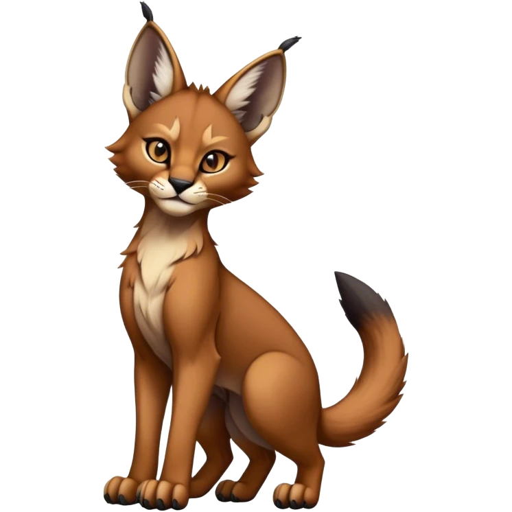 Epic Cute Dark Warm Caracal-Bobcat-Sergal-Vernid full body emoji