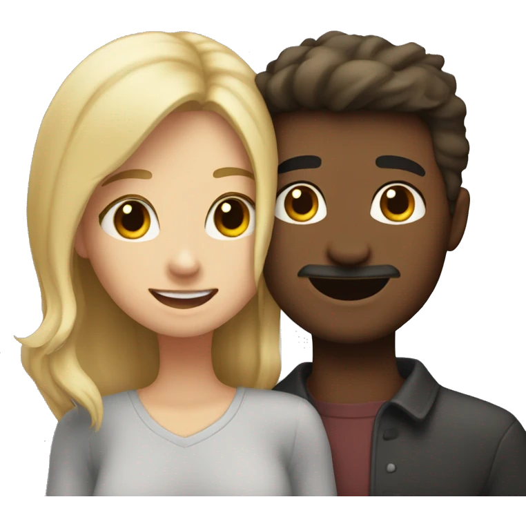 couple hug with warm smiles, blond girl & darkhaired guy  emoji
