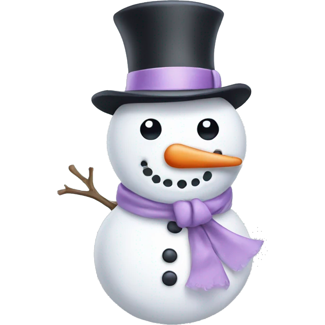 Snowman with a lilac bow emoji