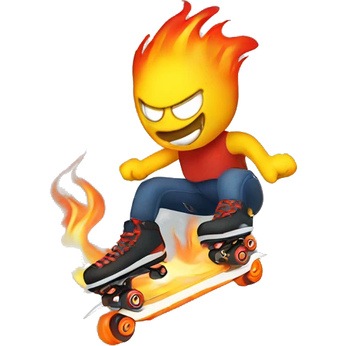 rollerblading with fire and thunder emoji
