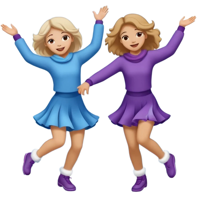 girls dancing while snow is coming down emoji
