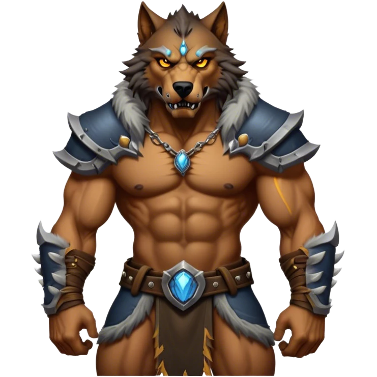 Cinematic Realistic WoW Worgen Portrait, captured in a dynamic, battle-ready stance, muscles rippling beneath his wild fur and tanned skin. His fierce, amber eyes and determined features, set against consistently detailed, worn leather attire, are rendered with dramatic natural lighting and high shine, embodying the raw, relentless fury of a worgen warrior in combat. emoji