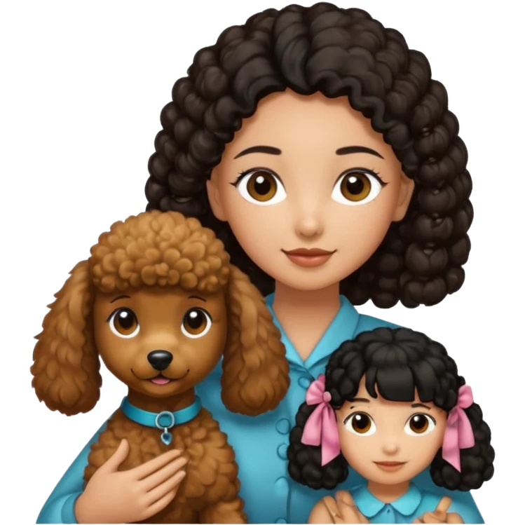 Brown poodle with tie up black hair girl say thank you emoji