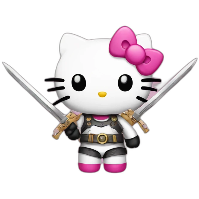hellokitty with weapons emoji