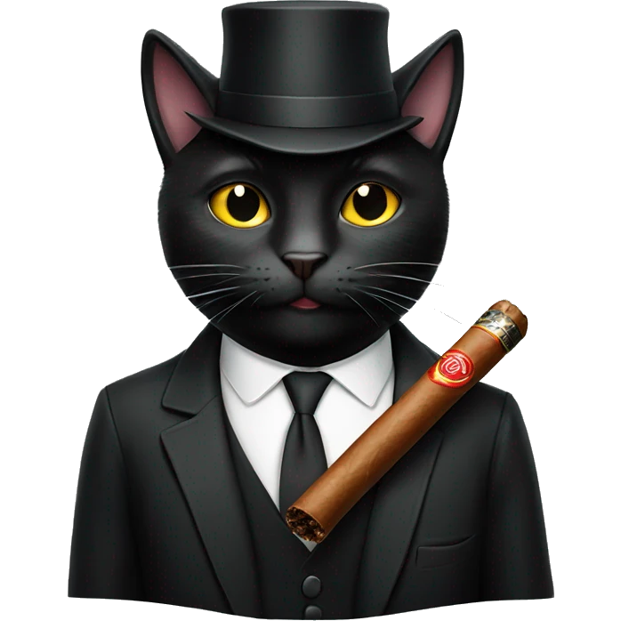 Black cat with a cigar emoji