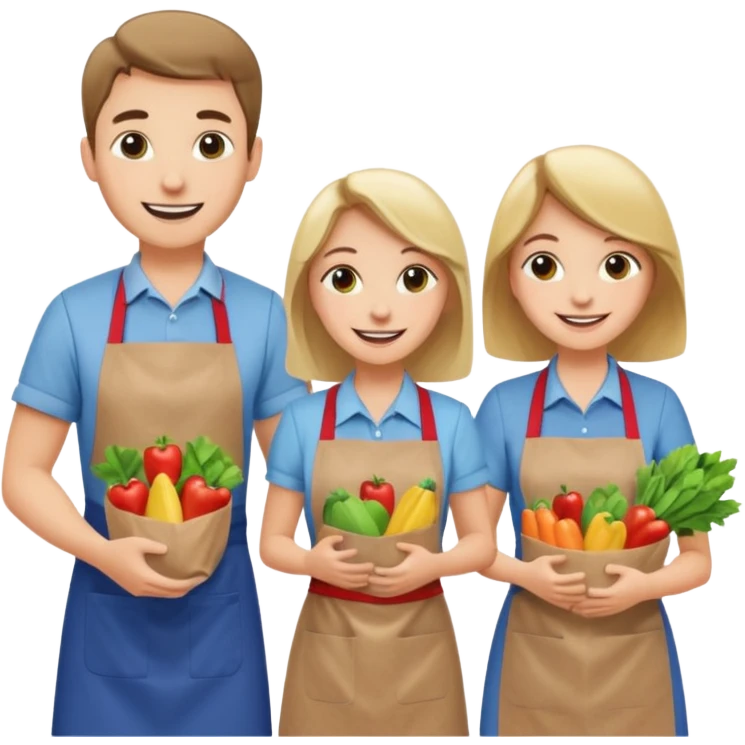 caucasian students bagging groceries emoji