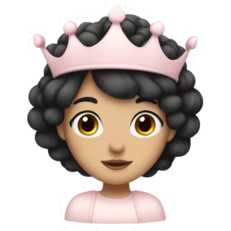White and pastel pink crown in girl with black hair  emoji