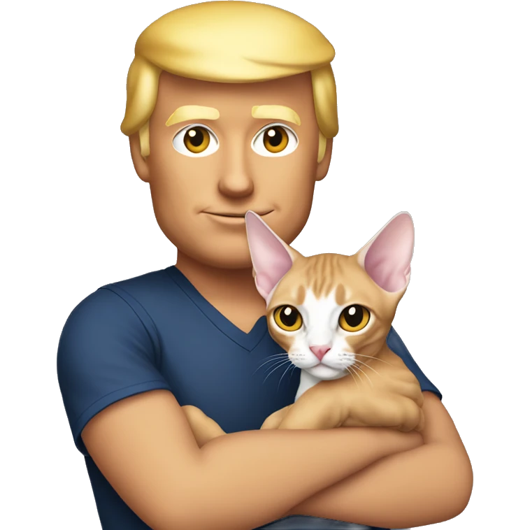 Donald trump holding a Devon Rex cat in his arms emoji