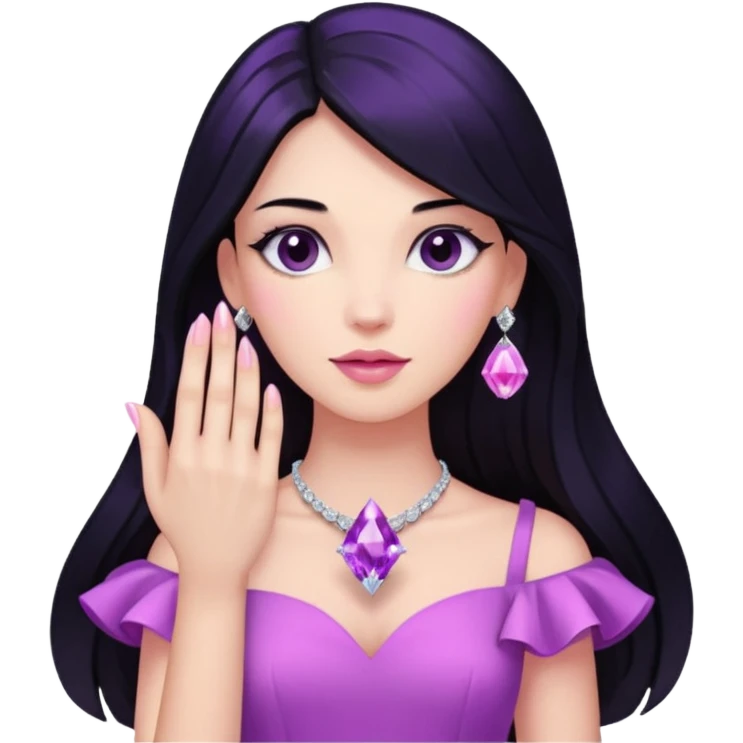 Like this 🙏🏼 but Instead of blue hot pink and keep the skin tone the same you can add a purple crystal ring on one hand and a big diamond on the other hand emoji