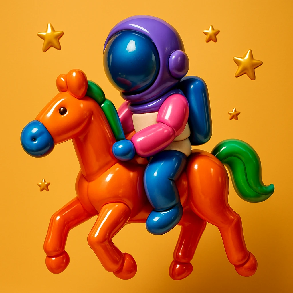 astronaut on horseback with stars in background emoji