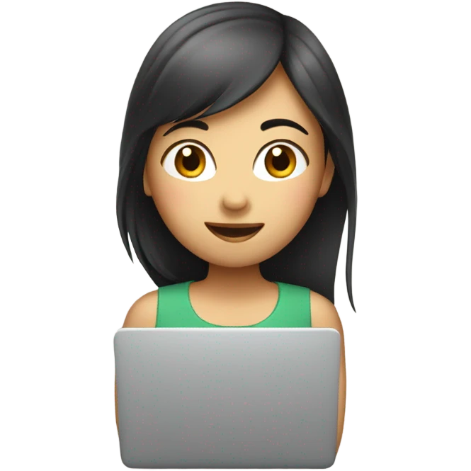 an asian girl with laptop emoji