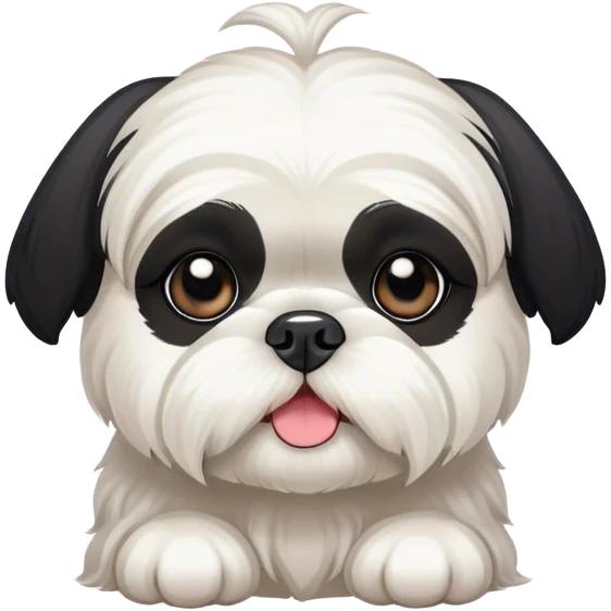 White Shih Tzu dog with black ears￼ emoji