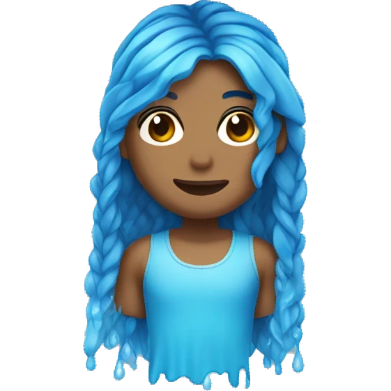 avatar de agua con pelo trenzado y piel azul  emoji