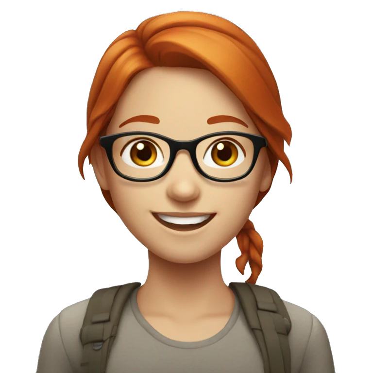 smiling redhead girl with glasses emoji