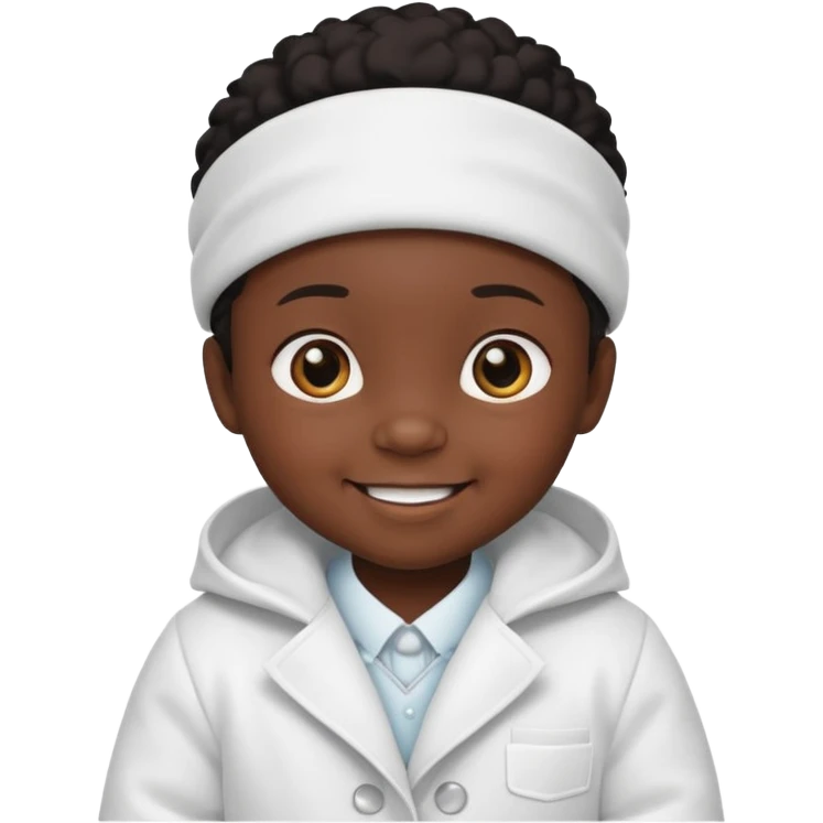 baby in white coat, black skin emoji
