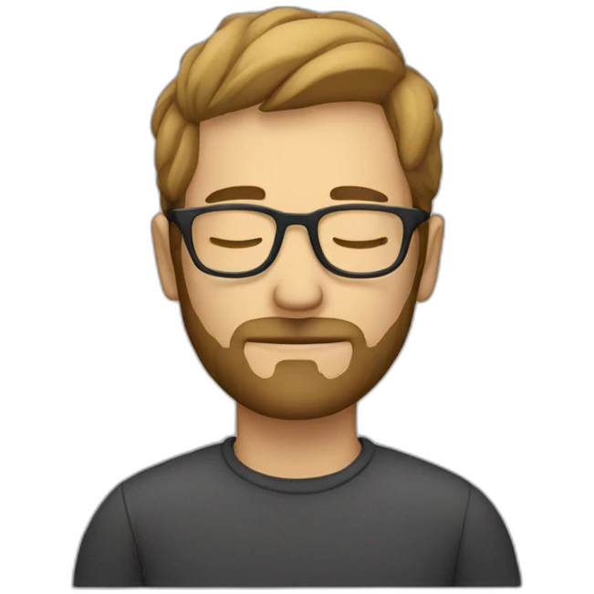 Guy with glasses and small beard sleeping emoji