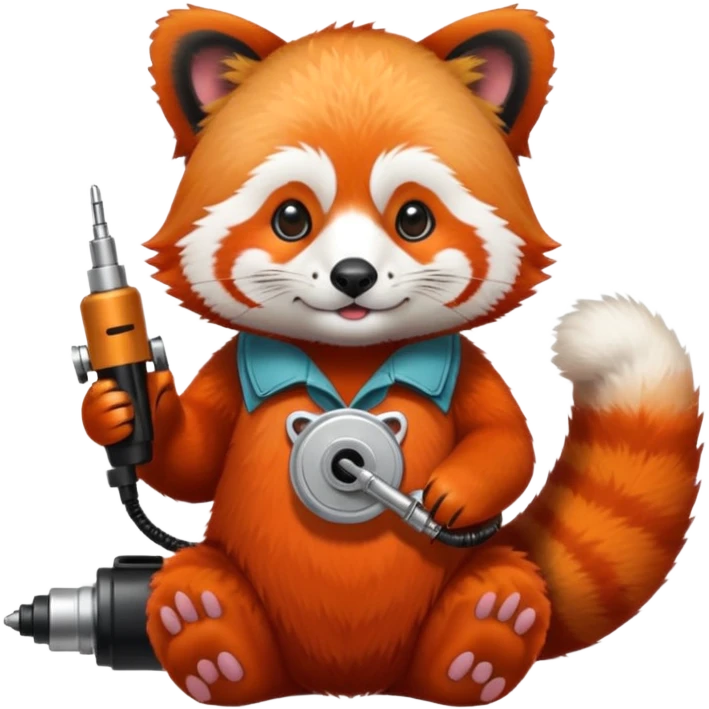 Red panda with rotary tattoo machine  emoji