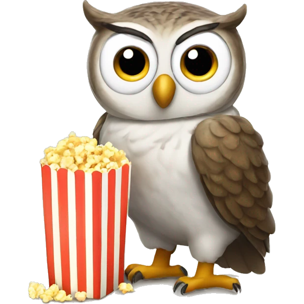 Owl eating popcorn emoji