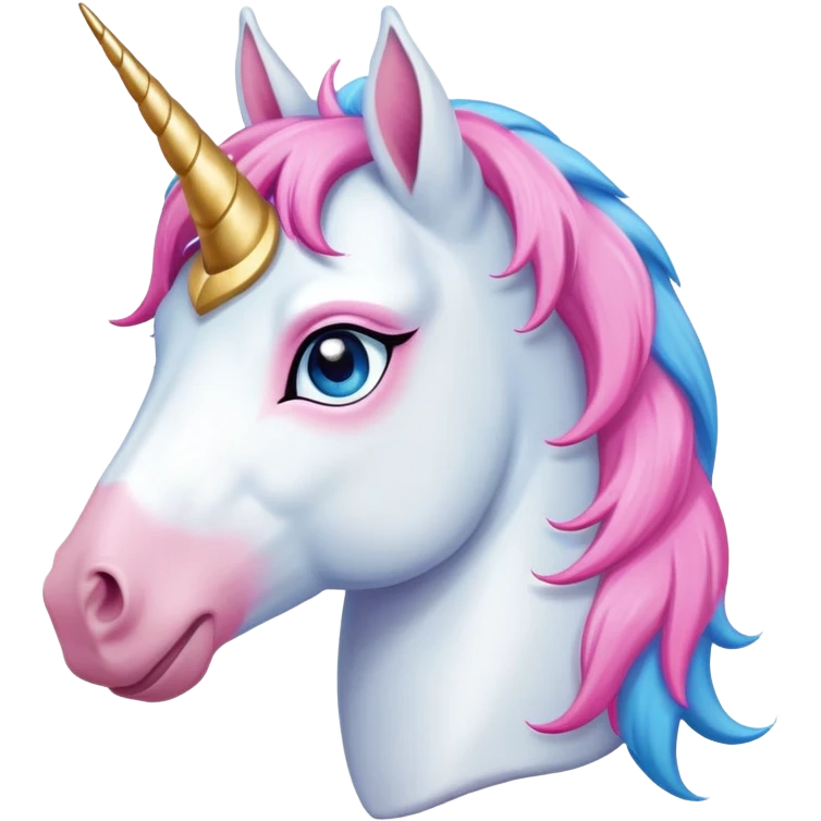 head of an anthropomorphised female unicorn horse, standard pose emoji