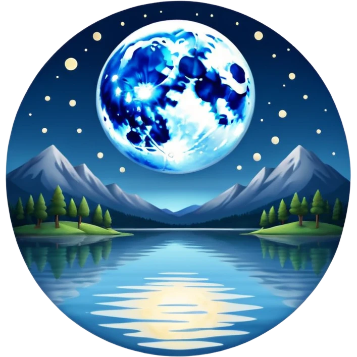 full moon reflected in a lake emoji