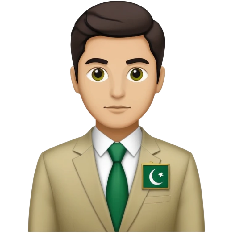 Pakistani diplomat in formal attire with Pakistan flag pin on lapel emoji