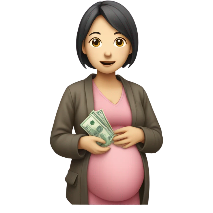 Pregnant japanese woman with money emoji