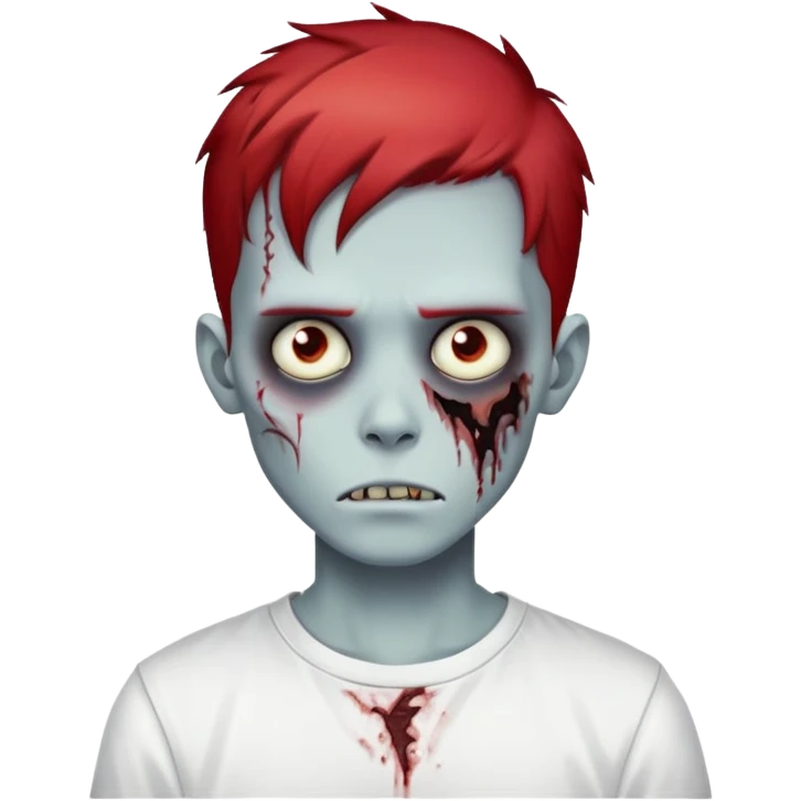 zombie boy with emo red hair and white shirt  emoji