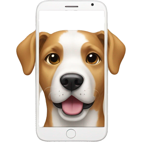 phone with a dog on it but the dog fitting in the screen emoji