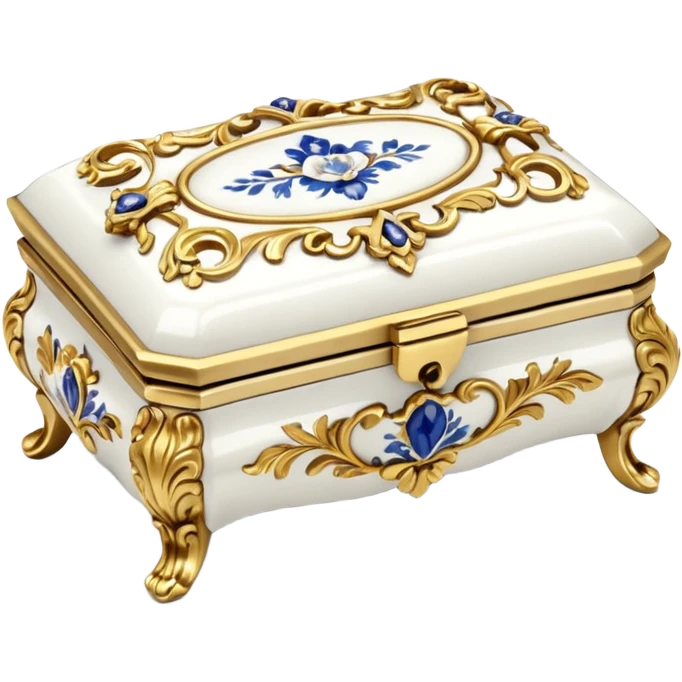 Vintage rococo white jewelry box emoji