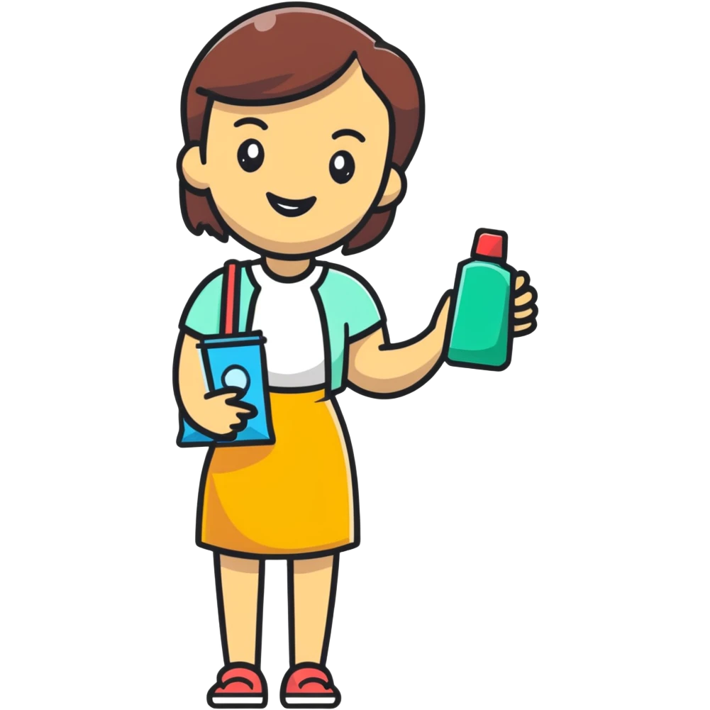 woman promoting a product to customers outdoors emoji