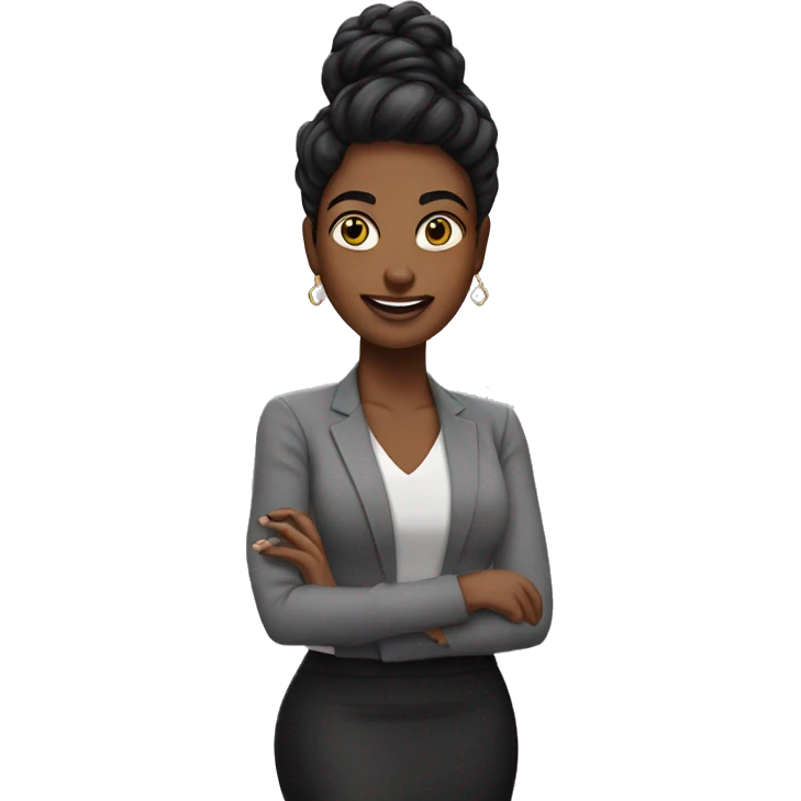 Emoji de chica emprendedora de pelo negro con antiojos con aritos emoji
