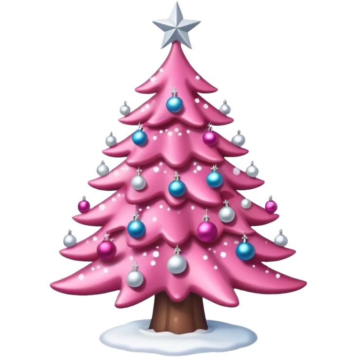 A pink Christmas tree with snow White glitter decorations emoji