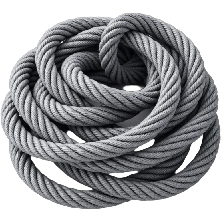 a complex knot of metallic cables, skeuomorphism style emoji