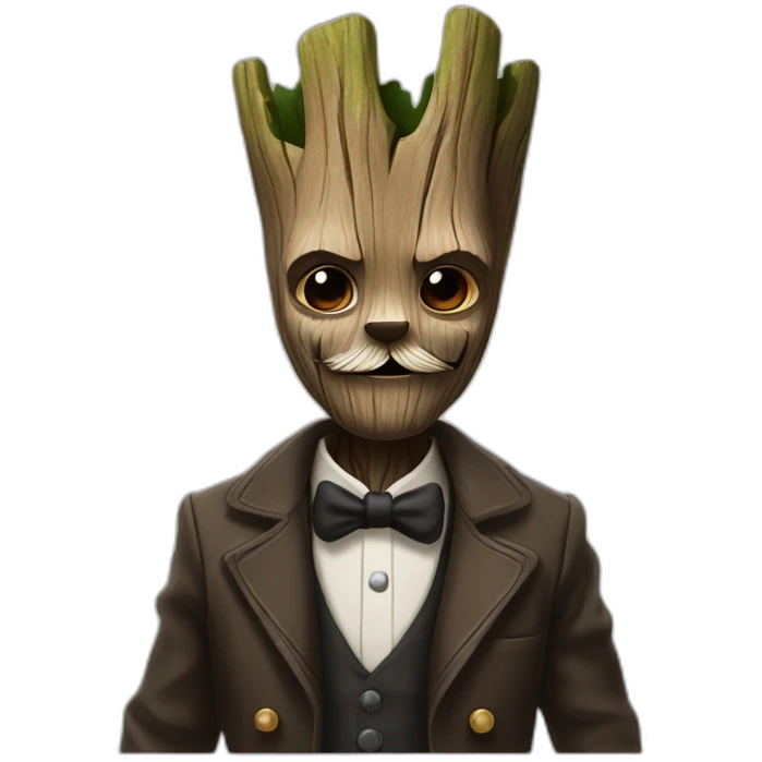Groot con bigote de chaplin emoji