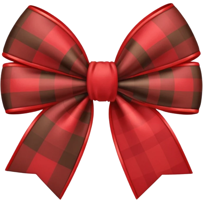 Red brown checked Bow  cute emoji
