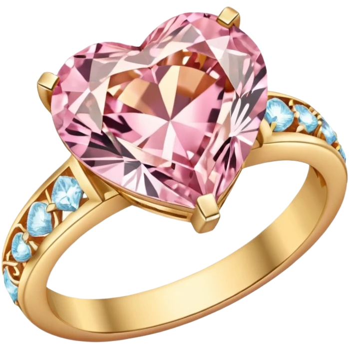 Golden Diamond Pastel Pink Heart Ring emoji