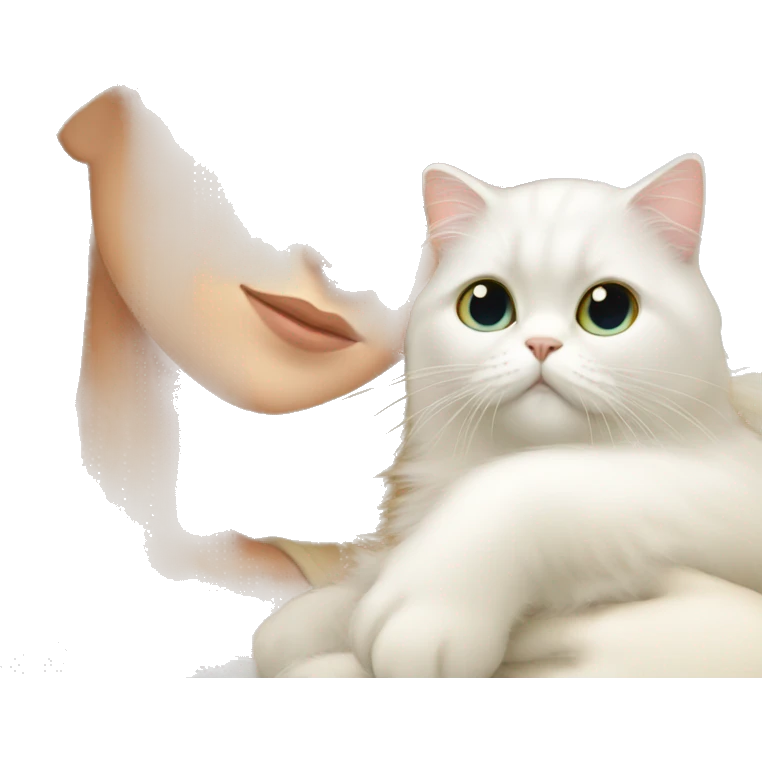 Blonde girl snuggling white Persian cat emoji