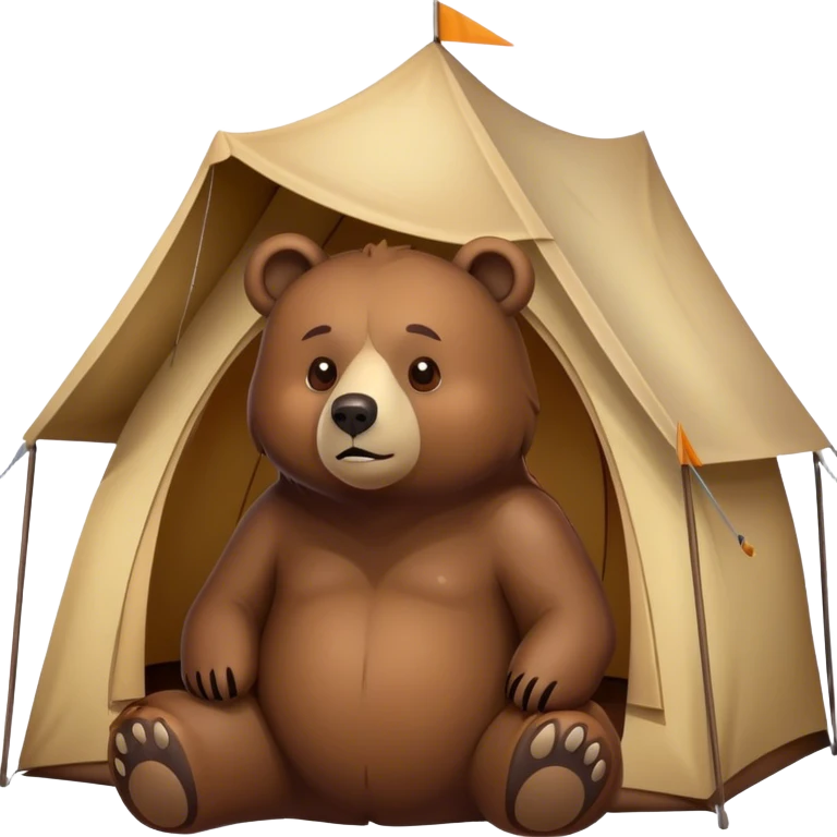 back view of a bear looking a tent emoji