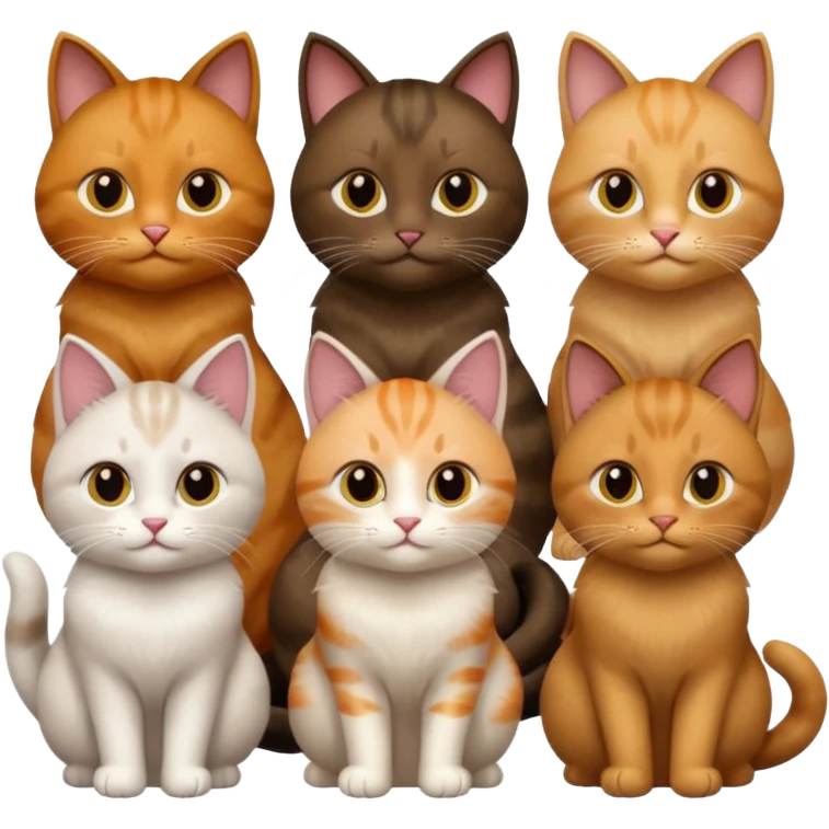6 realistic looking cats with different natural coloured coats
 emoji