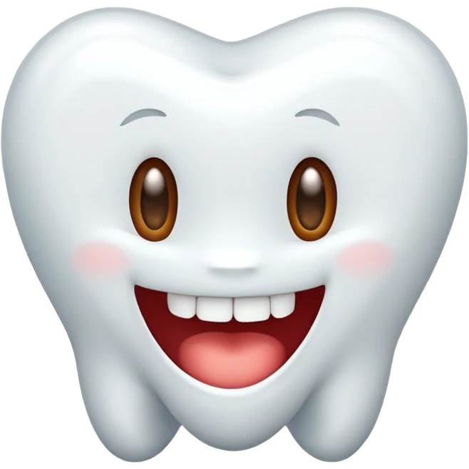 white tooth with a cute expression emoji