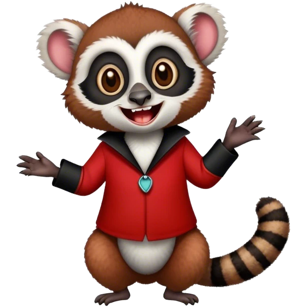 laughing lemur in red and black clothes emoji
