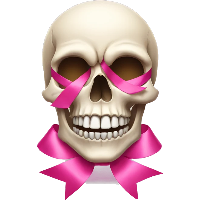 Skull with pink ribbon emoji